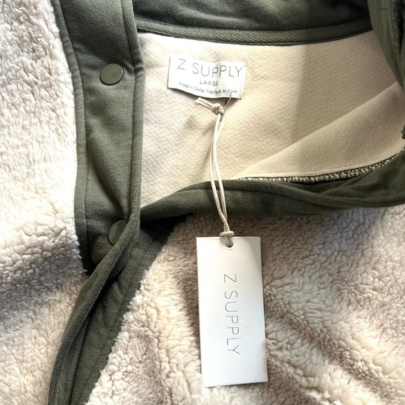 Z Supply Cannon Quilted Sherpa Jacket Dusty Olive Size L NEW - Picture 14 of 16